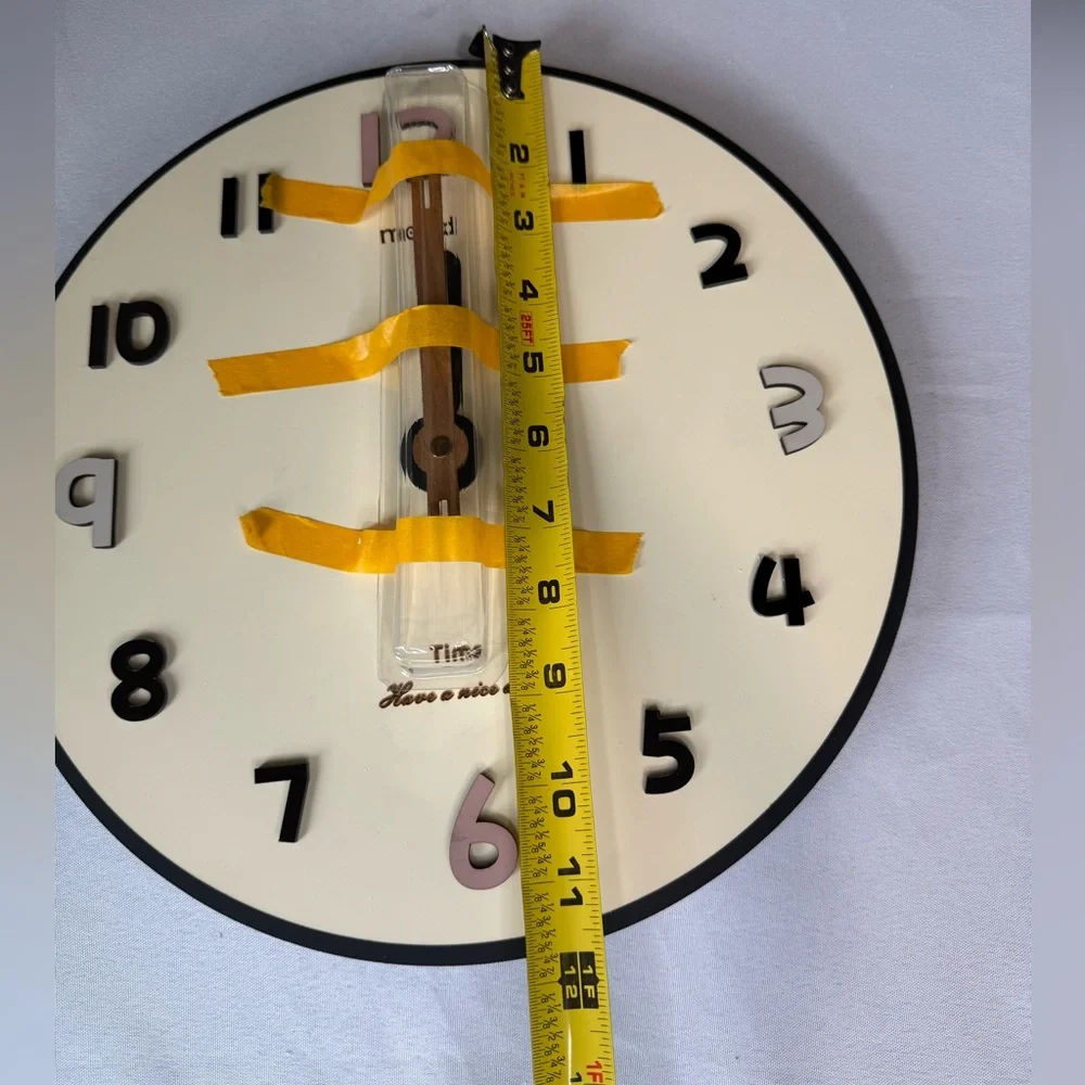 12in Cream & Black Modern Wall Clock (Have a nice day) - NIB